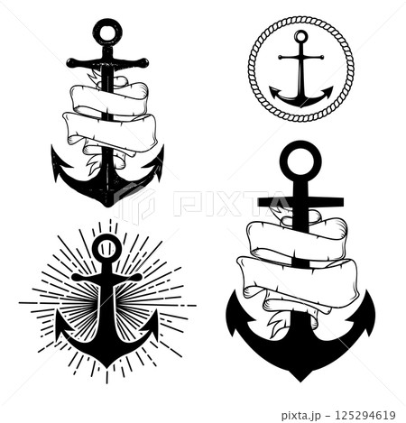 Set of the vector anchors. Label and logos design template. Vector illustration. 125294619