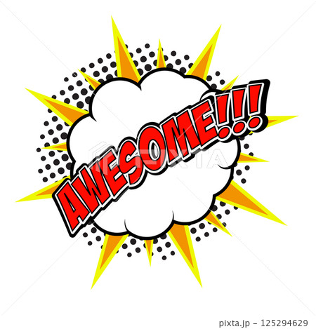 awesome! phrase in comic style. Pop art style phrase "Awesome!!!". Vector design element awesome! phrase in comic style. Pop art style phrase "Awesome!!!". Vector design element 125294629