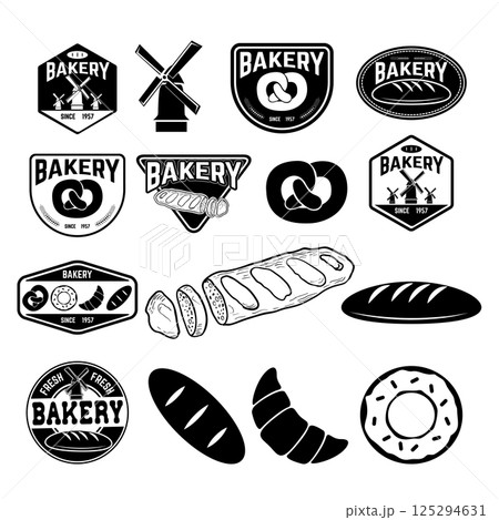 Vintage Retro Bakery Badges And Labels. Logo,label or badge design template. Vector illustration. Vintage Retro Bakery Badges And Labels. Logo,label or badge design template. Vector illustration. 125294631