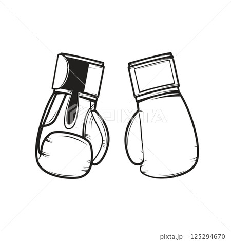 Boxing gloves isolated on white background. Design element for logo, label, emblem, sign, badge. Vector illustration Boxing gloves isolated on white background. Design element for logo, label, emblem, sign, badge. Vector illustration 125294670