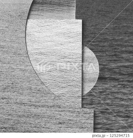 Abstract black and white paper collage illustration with water elements 125294715
