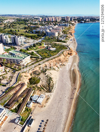 Aerial shot of spanish resort town of Mil Palmeras. Costa Blanca. Spain 125294806