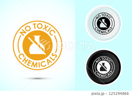 No Toxic Chemicals icon design illustration. No harmful chemical sign in color, black and white No Toxic Chemicals icon design illustration. No harmful chemical sign in color, black and white 125294868