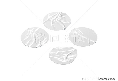 Blank white round adhesive crumpled tape mockup set, side view Blank white round adhesive crumpled tape mockup set, side view 125295450