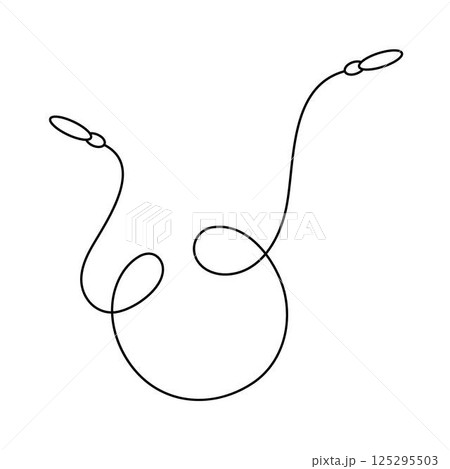 Skipping rope with curved handles and a flexible cord simple outline vector illustration, for fitness, exercise, sports-themed designs, icons, workout guides, and health-related creative projects Skipping rope with curved handles and a flexible cord simple outline vector illustration, for fitness, exercise, sports-themed designs, icons, workout guides, and health-related creative projects 125295503