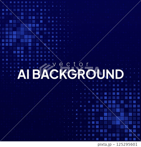 Abstract blue AI background with modern vector mosaic of pixel fragments, creating a cyber tech pattern with gradient light effects. Abstract blue AI background with modern vector mosaic of pixel fragments, creating a cyber tech pattern with gradient light effects. 125295601