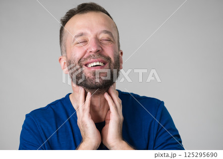 Man feeling relief after throat ache 125295690
