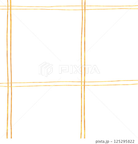 Gold White Plaid Tartan Gingham Check Hand Drawn Background Pattern Overlay 125295822