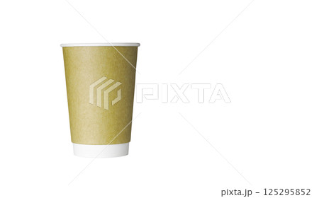 cardboard glass of green color, for coffee or tea on an isolated white background cardboard glass of green color, for coffee or tea on an isolated white background 125295852
