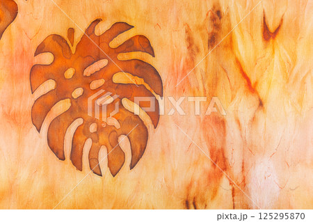 abstract pattern on silk fabric texture in yellow and brown tones 125295870