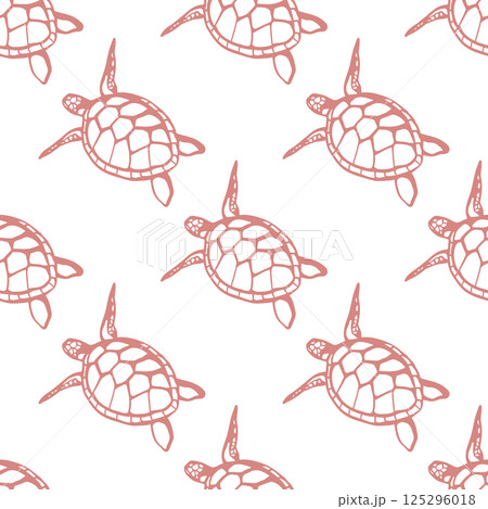 Seamless pattern with hand drawn turtle 125296018