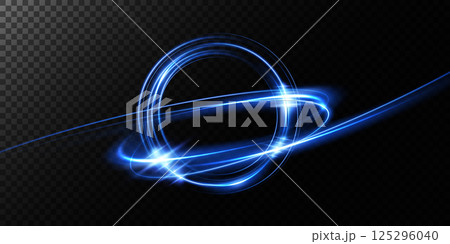 Stunning Dynamic Blue Light Swirls and Orbits Create Captivating Abstract Backgrounds for Various Uses 125296040