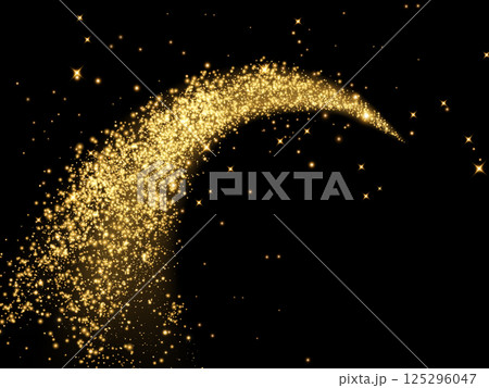 Golden Sparkle Trail on a Deep Black Background for an Inspirational Visual Experience, Perfect for All Golden Sparkle Trail on a Deep Black Background for an Inspirational Visual Experience, Perfect for All 125296047