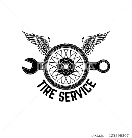 tire service vintage label. Logo, label or emblem template. Vector illustration. tire service vintage label. Logo, label or emblem template. Vector illustration. 125296307