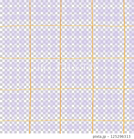 Gold Purple Plaid Tartan Gingham Check Hand Drawn Background Pattern Overlay 125296313