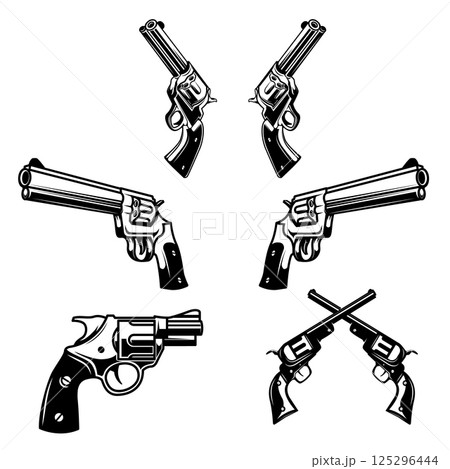 Set of the illustrations of revolvers 125296444