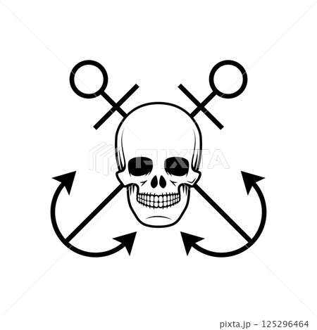 Sailor spirit. Skull with anchors on grunge background. 125296464