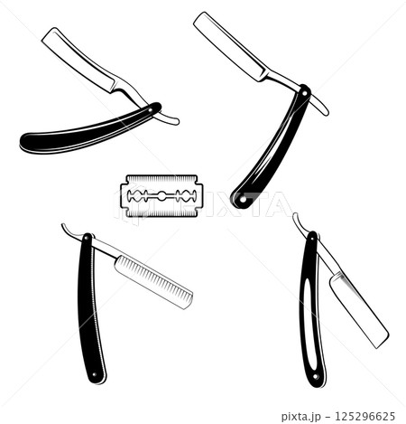 Set of the vector blades isolated on white background. Design element for logo, label, emblem, sign, brand mark. Vector illustration. Set of the vector blades isolated on white background. Design element for logo, label, emblem, sign, brand mark. Vector illustration. 125296625