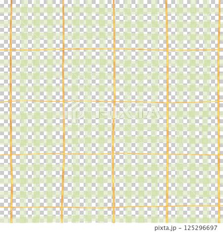 Gold Sage Green Plaid Tartan Gingham Check Hand Drawn Background Pattern Overlay 125296697