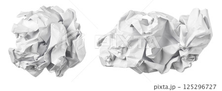 White crumpled paper ball isolated on white background White crumpled paper ball isolated on white background 125296727