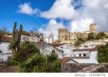 The Castle of Obidos, Castelo de Obidos is a well preserved medieval palace in the town of Obidos in Portugal 125296733