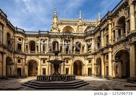 Main cloister of the Monastery of the Order of Christ, Convento de Cristo in Tomar, Portugal. 125296739