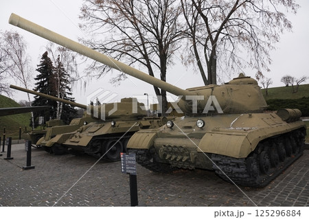 Kiev, Ukraine December 10, 2020: Heavy tank YS-1 in the museum of military equipment for all to see 125296884