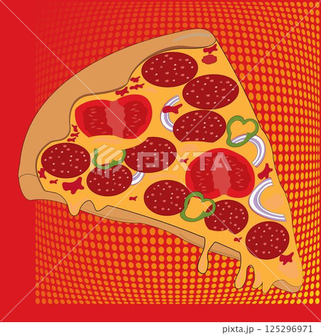 Pop Art multicolored background with pizza slice Pop Art multicolored background with pizza slice 125296971