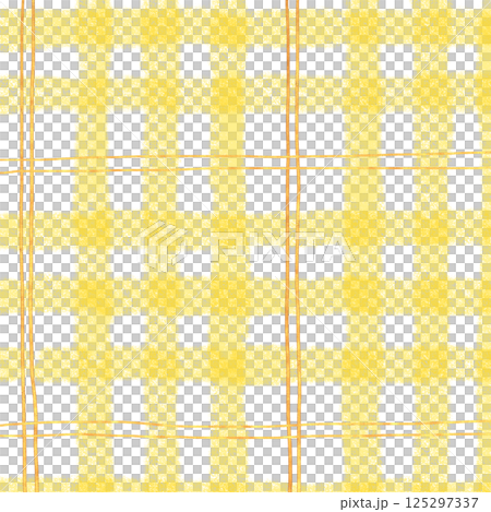 Gold Yellow Plaid Tartan Gingham Check Hand Drawn Background Pattern Overlay 125297337