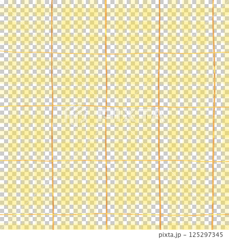 Gold Yellow Plaid Tartan Gingham Check Hand Drawn Background Pattern Overlay 125297345