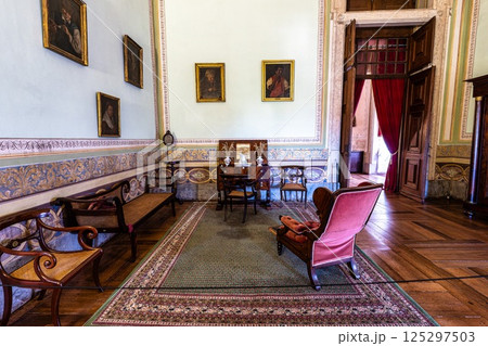Mafra, Portugal - Apr 11, 2025: Interior of the Mafra National Palace at Mafra, Portugal. Mafra, Portugal - Apr 11, 2025: Interior of the Mafra National Palace at Mafra, Portugal. 125297503