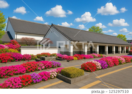 川越市立博物館とツツジ 125297510