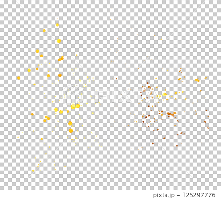 Yellow and brown abstract watercolor splashes, drops and blots. Hand drawn splatter paint. Chaotic stains design element isolated from background for summer and fall backdrop. Sketch of dynamic blobs 125297776