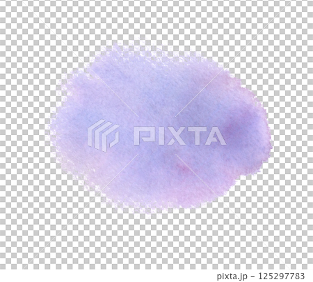 Violet abstract watercolor stain with soft, blurry edges. Hand drawn purple bright brush stroke in wet-on-wet technique. Lilac spot design element isolated from background for decoration backdrop 125297783