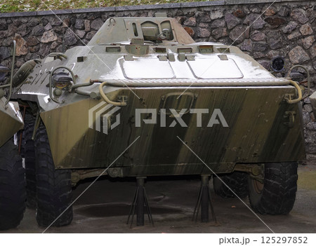 Kiev, Ukraine December 10, 2020: BTR-70 armored personnel carrier at the Museum of Military Equipment for public viewing 125297852