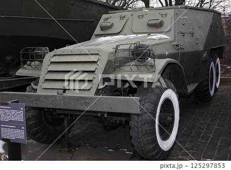Kiev, Ukraine December 10, 2020: BTR-152 armored personnel carrier at the Museum of Military Equipment for public viewing Kiev, Ukraine December 10, 2020: BTR-152 armored personnel carrier at the Museum of Military Equipment for public viewing 125297853