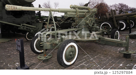 Kiev, Ukraine December 10, 2020: Anti-aircraft gun 52-K caliber 85 mm in the Museum of military equipment for all to see 125297884