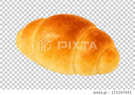 ふんわり焼きたてロールパンの水彩イラスト（食材・パン素材） 125297941