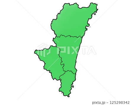 少しゆるい宮崎県地図 地域分け 125298342