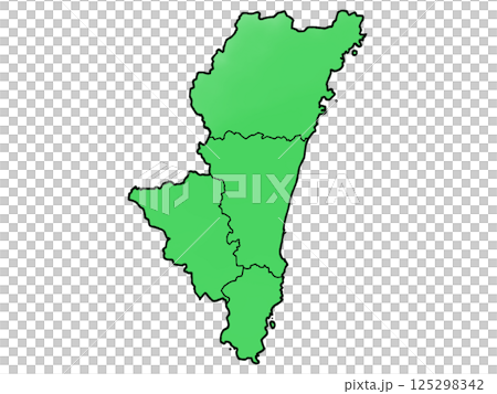 少しゆるい宮崎県地図 地域分け 125298342