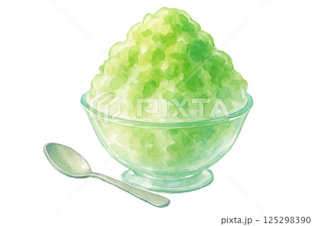 水彩で描いたメロンシロップのかき氷イラスト(食べ物・スイーツ) 水彩で描いたメロンシロップのかき氷イラスト(食べ物・スイーツ) 125298390