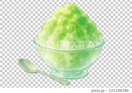 水彩で描いたメロンシロップのかき氷イラスト(食べ物・スイーツ) 水彩で描いたメロンシロップのかき氷イラスト(食べ物・スイーツ) 125298390