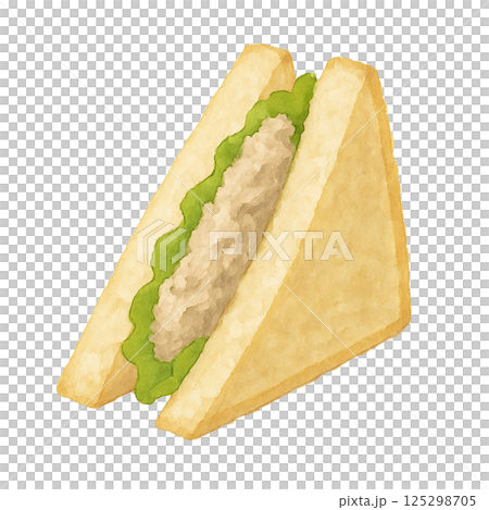 Watercolor illustration of a tuna and lettuce sandwich (food) 125298705