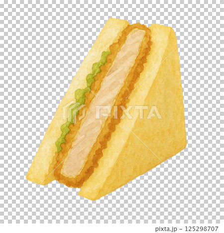 水彩で描いたカツサンドのイラスト 125298707