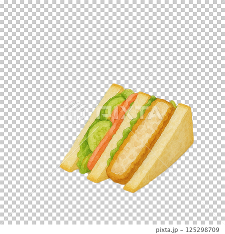 水彩で描いたミックスサンドイッチのイラスト 125298709