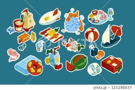Summer vacation vector set Summer vacation vector set 125298837