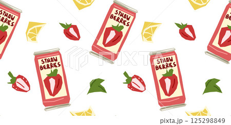 Strawberry juice seamless pattern 125298849