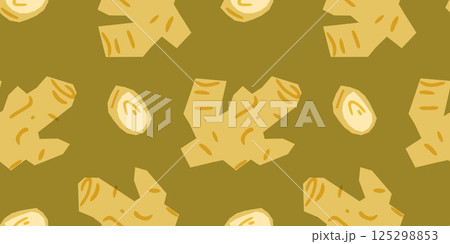 Ginger root seamless pattern 125298853