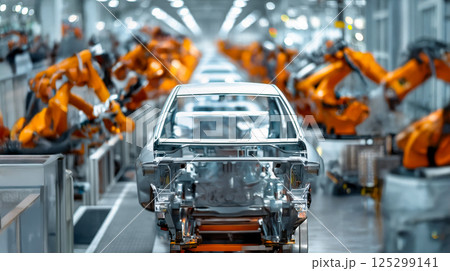 自動車製造ラインのクローズアップ 125299141