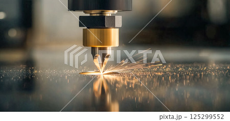 金属をスローモーションで切断するレーザー 金属をスローモーションで切断するレーザー 125299552